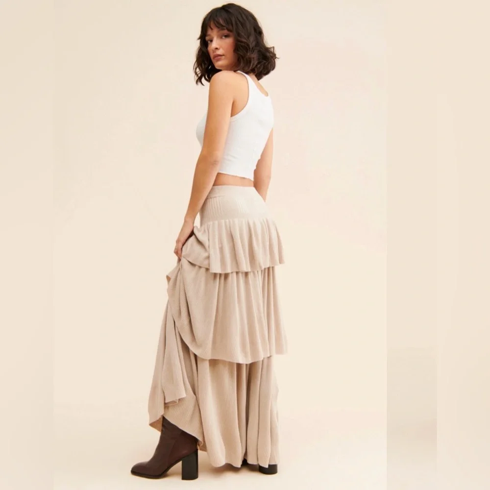 Free People Ruffle Knit Maxi, Size Small - Picture 1 of 6